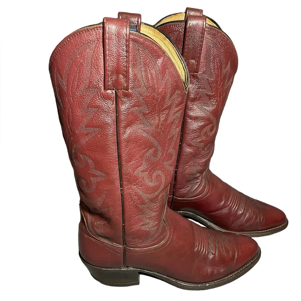 Dan Post Vintage Black Cherry Brown Leather Men’s Cowboy Boots 16773‎ size 8.5 D